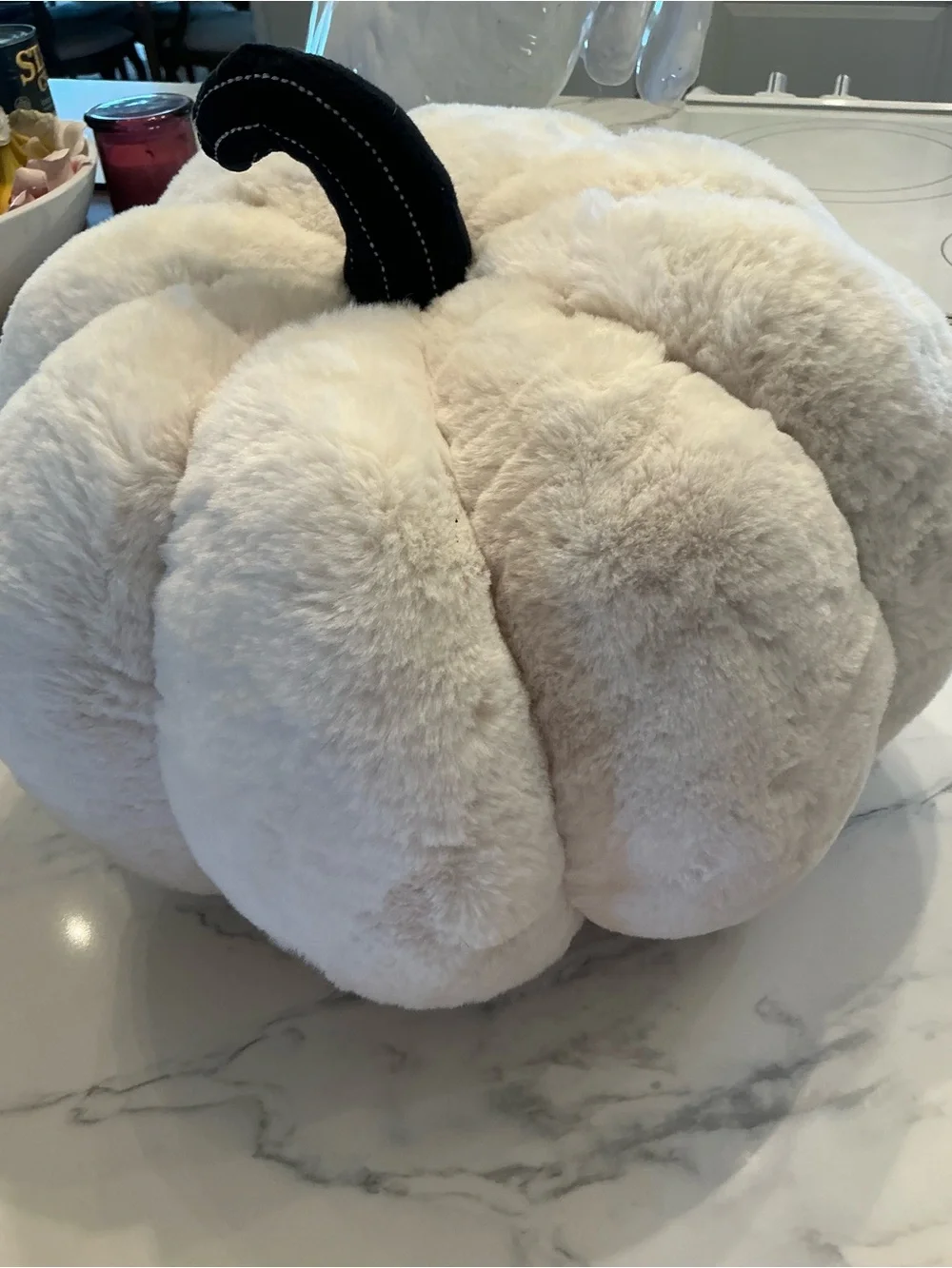 Martha Stewart White Plush Jack-O'-Lantern Pumpkin Hat